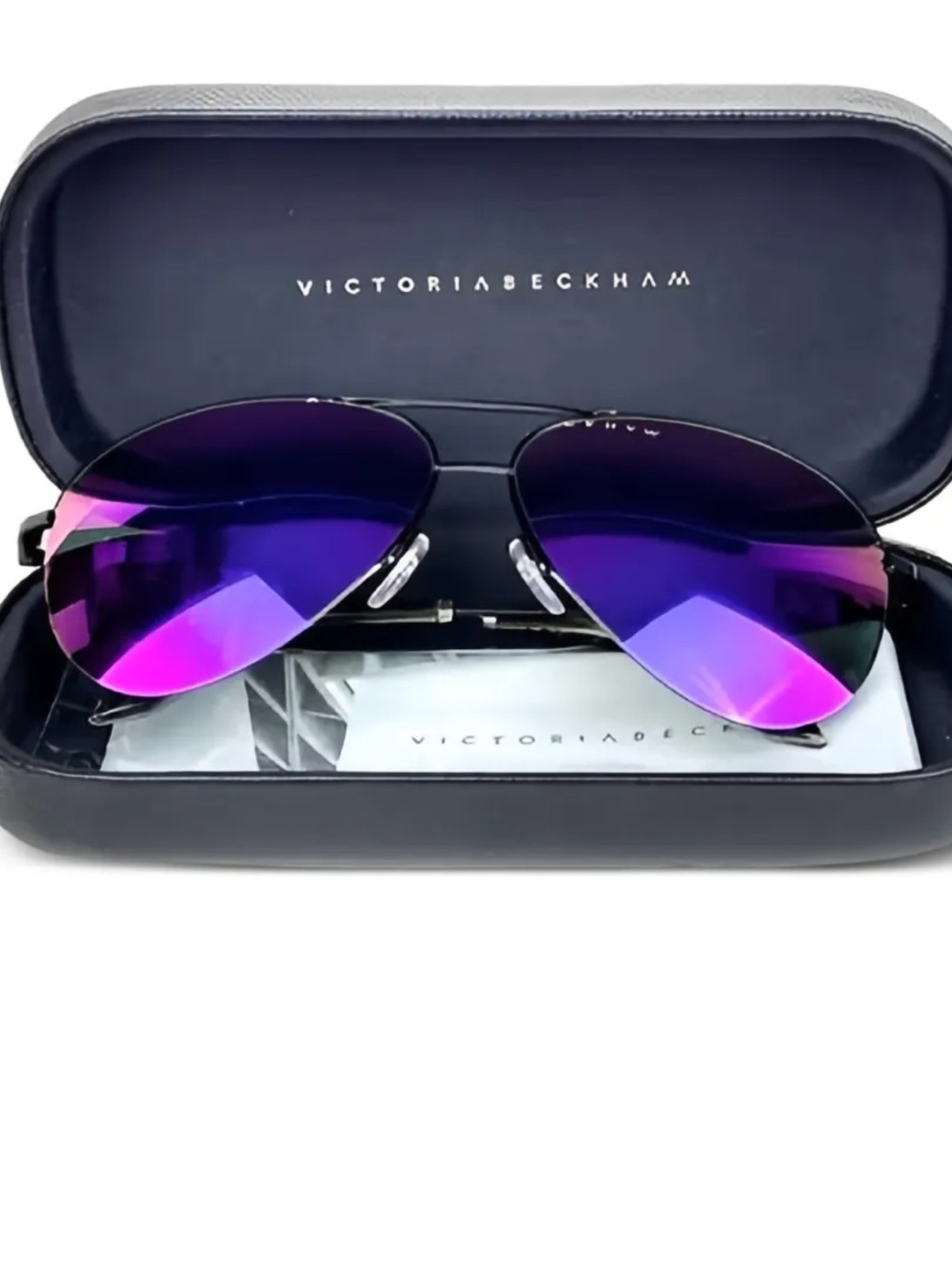 Victoria Beckham Aviator Sunglasses with Purple-Pink Mirrored Lenses